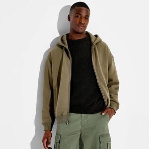 Men's Full Zip Hooded Sweatshirt - Original Use Olive Green XXL